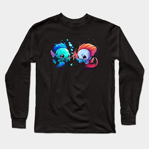 TWO COOL BETTA FISH FIGHTING Long Sleeve T-Shirt by aiartify